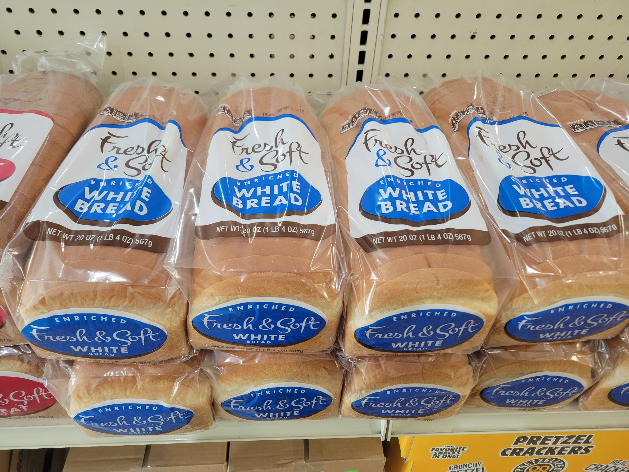 Fresh & Soft enriched white bread on store shelf