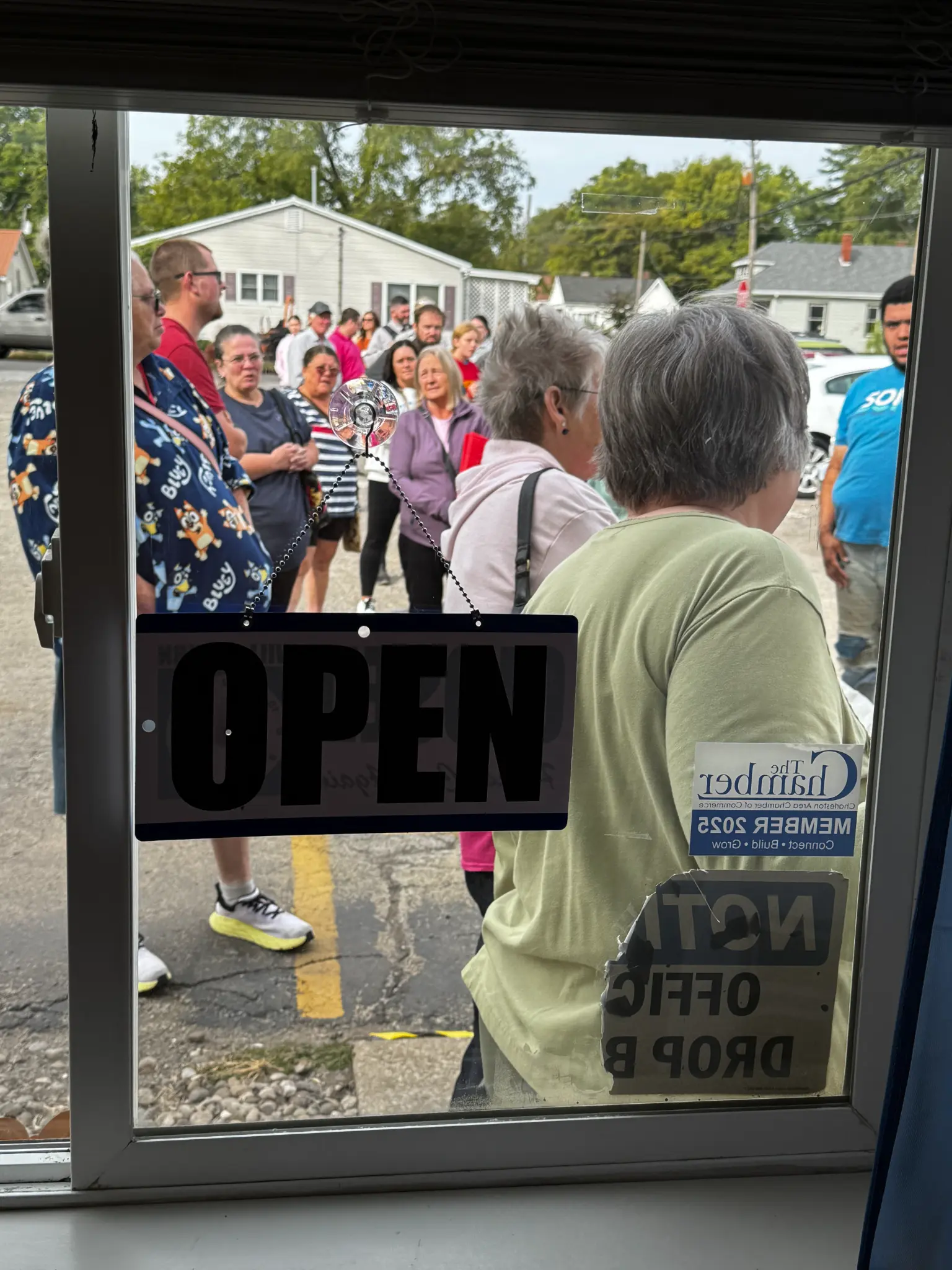 Charleston Discount Grocery storefront with OPEN sign